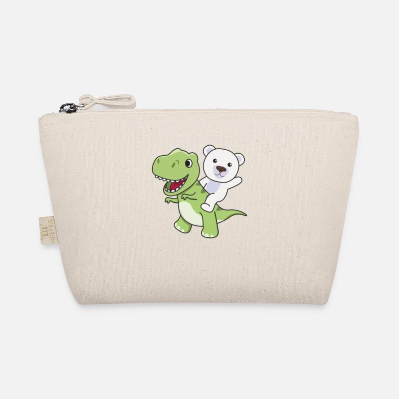 Polar bear rides on T-Rex cute dino with polar bears Organic Pouch