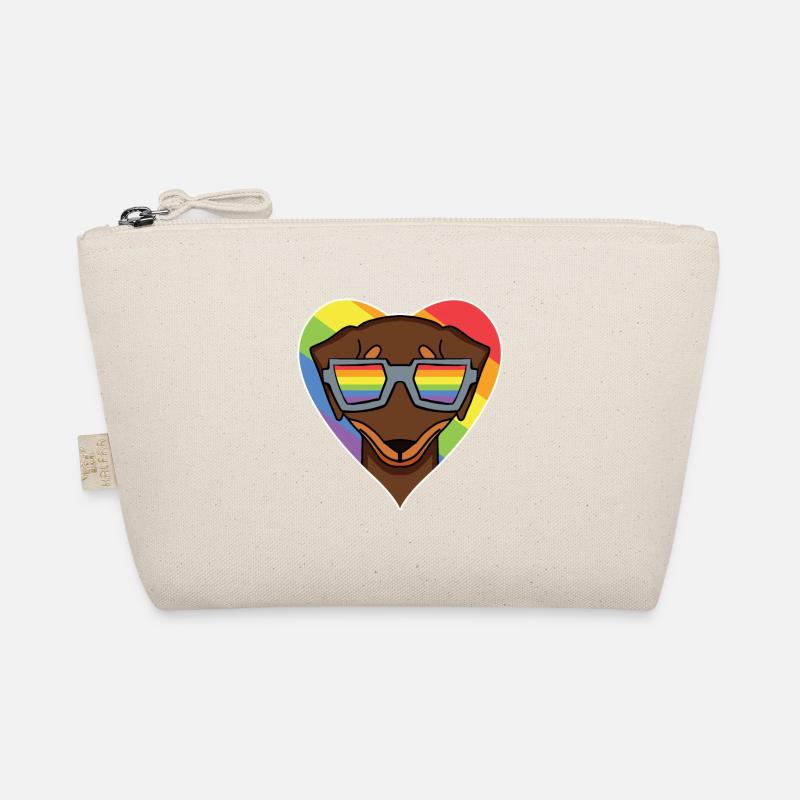 Regenbogen - Hund mit Brille - Dackel Bio-Täschchen