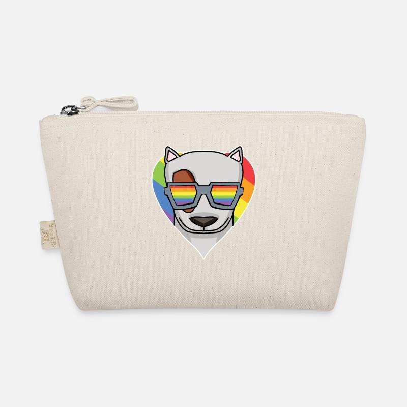 Regenbogen - Hund mit Brille - Bullterrier Bio-Täschchen