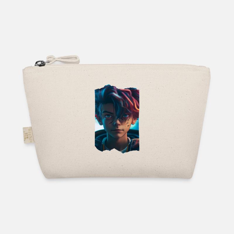Anime Sci-Fi Boy with Crass Blue Eyes Organic Pouch
