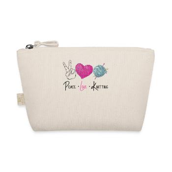 Knitting Knitter Peace Love - Bio-Täschchen - Natur - Vorne