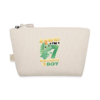 7th Birthday Boy Happy Birthday Dinosaur - Organic Pouch - nature - Front
