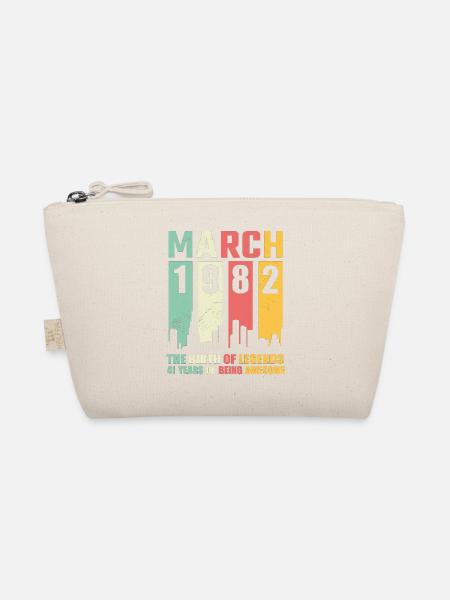 41. Geburtstag März Jahrgang 1982 Geschenkidee - Bio-Täschchen - Natur - Vorne