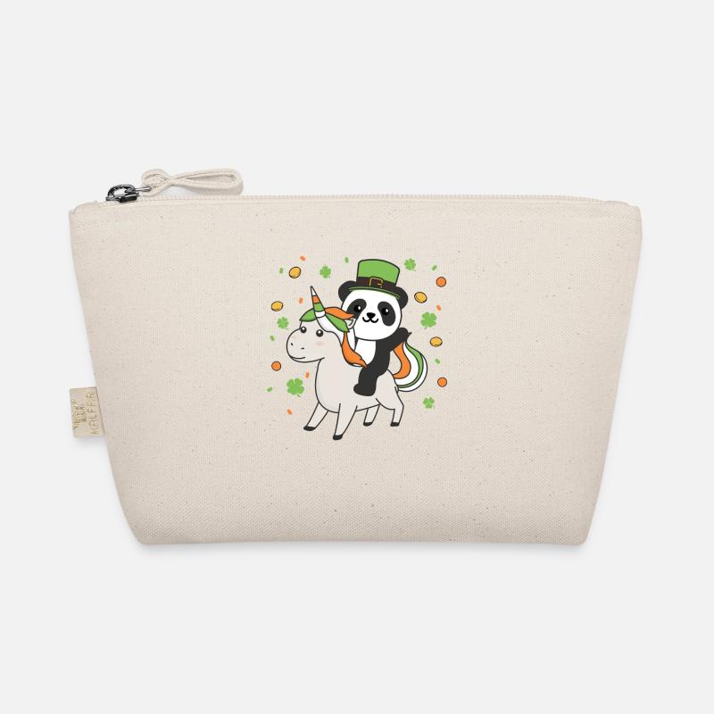 Panda mit Einhorn St. Patricks Day Irland Glück - Bio-Täschchen - Natur