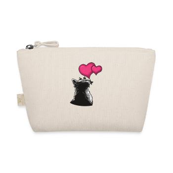 Girl loves cats Cat love with heart - Organic Pouch - nature - Front