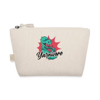 Knitting Knitter Pun Dinosaur - Organic Pouch - nature - Front