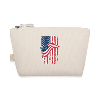 USA Flag T-shirt July 4 Red White Blue Stars - Organic Pouch - nature - Front