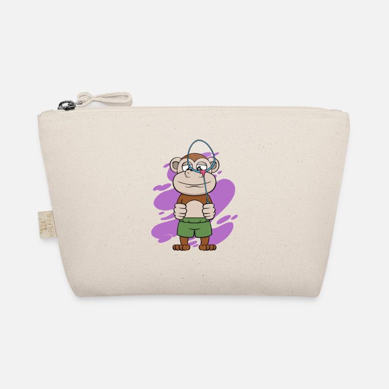 Cute Monkey Playing Badminton Hobby Sports Organic Pouch