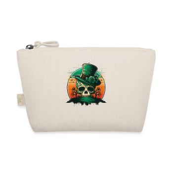 Sunset Sugar Skull Wearing A Hat St Patrick"s Day - Organic Pouch - nature - Front