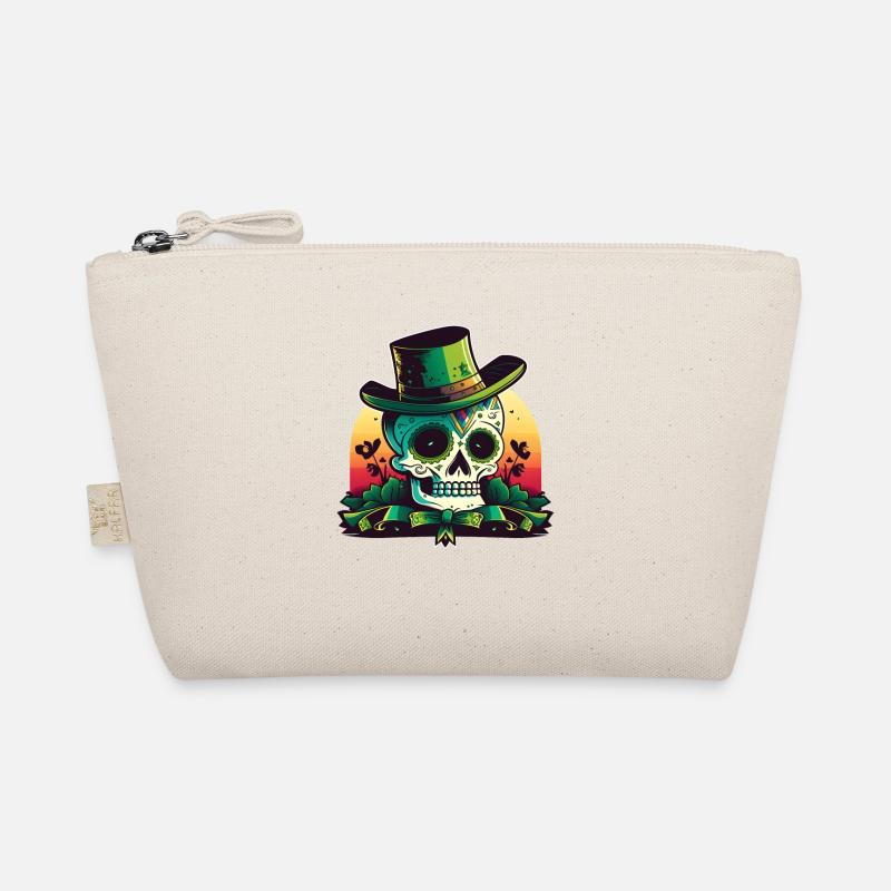 Crâne de sucre au coucher du soleil portant un chapeau Saint-Patrick Trousse biologique