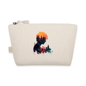 Silhouette Man in Watercolor Style in Tokyo - Organic Pouch - nature - Front