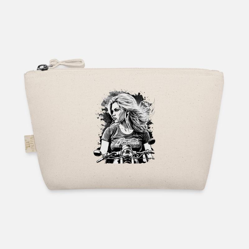 Bikergirl Motorradfahrerin Bikerin Geschenk - Bio-Täschchen - Natur