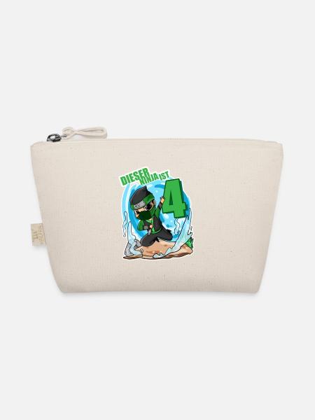 Geburtstag Junge Ninja Grün - 4 Jahre Vier - Bio-Täschchen - Natur