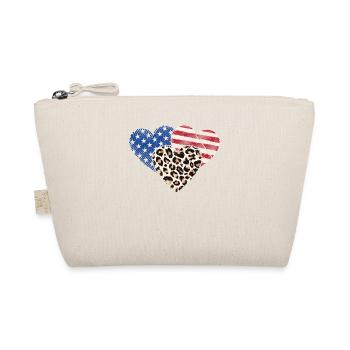 Leopard American Flag Hearts July 4 - Organic Pouch - nature - Front