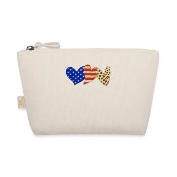 Leopard amerikanische Flagge Herzen 4. Juli - Bio-Täschchen - Natur - Vorne