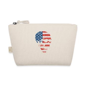 Skull American Flag July 4 Patriotic - Organic Pouch - nature - Front