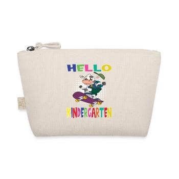 Hello Kindergarten Skateboarding Cow - Organic Pouch - nature - Front
