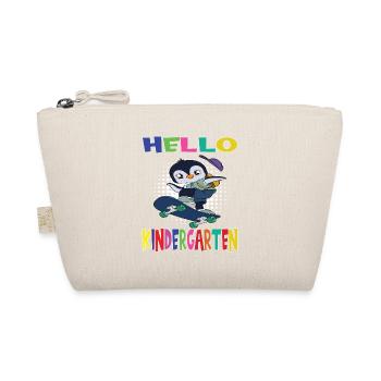 Hello Kindergarten Skateboarding Penguin - Organic Pouch - nature - Front