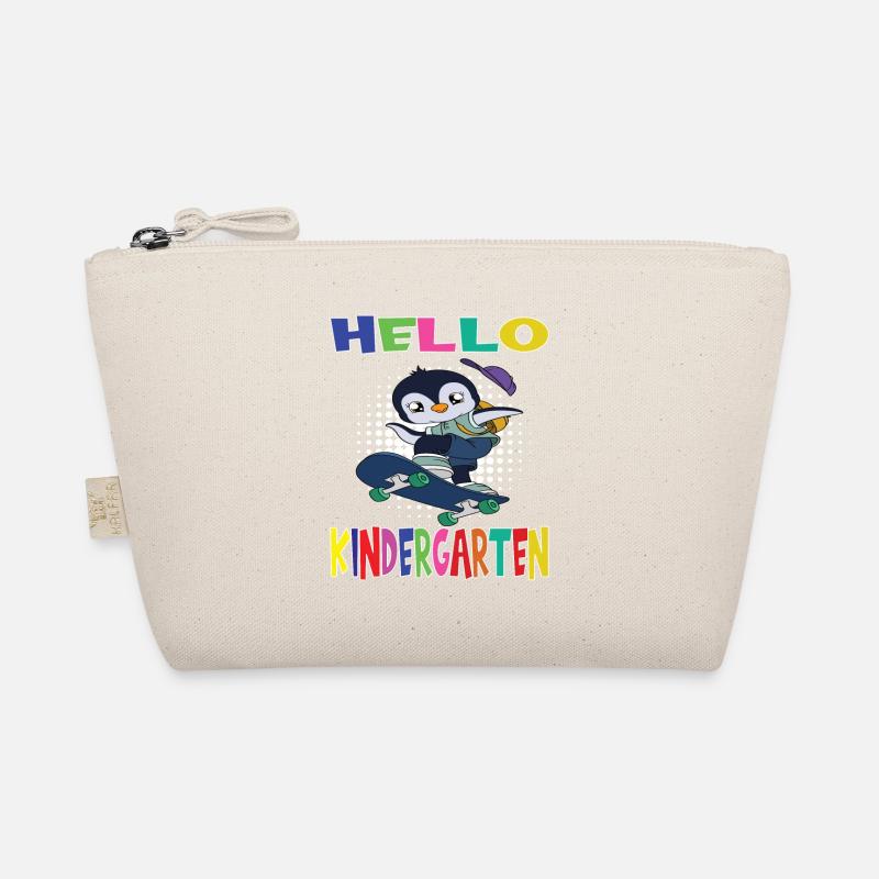 Hello Kindergarten Skateboarding Penguin Organic Pouch