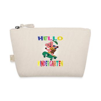 Hello Kindergarten Skateboarding Pig - Organic Pouch - nature - Front