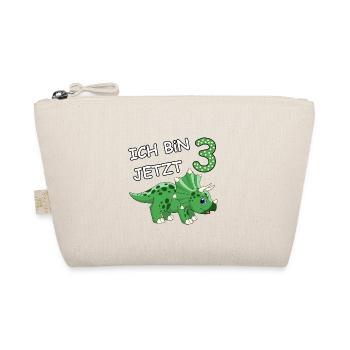 Ich bin jetzt 3 Dino Motiv für Baby's / Jungs - Bio-Täschchen - Natur - Vorne