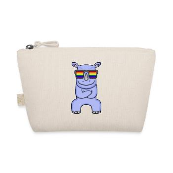 Rainbow - Rhinoceros with glasses - Organic Pouch - nature - Front