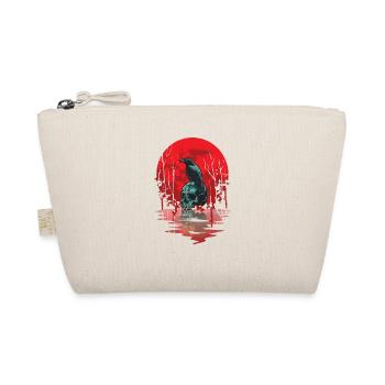 Gothic Skull Red Moon Black Crow - Organic Pouch - nature - Front