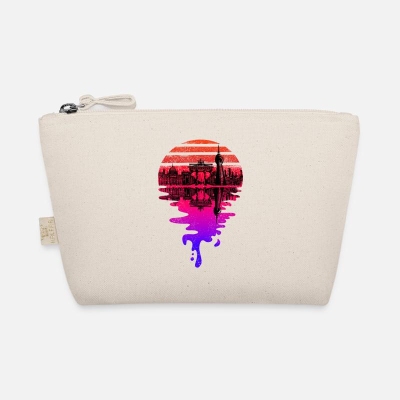 Berlin Skyline Vaporwave Sunset - Bio-Täschchen - Natur