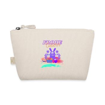 Frohe Ostern Hase mit Korb voll bunter Eier - Bio-Täschchen - Natur - Vorne