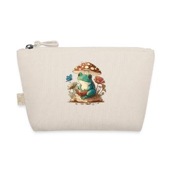 White Cottagecore Aesthetic Mushroom Frog Reading - Bio-Täschchen - Natur - Vorne