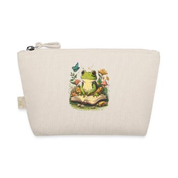 White Cottagecore Aesthetic Mushroom Frog Reading - Bio-Täschchen - Natur - Vorne