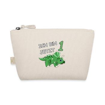 Ich bin jetzt 1 Dino Motiv für Baby's / Jungs - Bio-Täschchen - Natur - Vorne