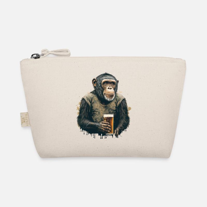 Schimpanse Bier Cool Illustration Bio-Täschchen