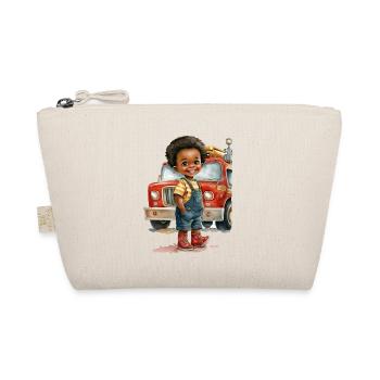 Cute child with fire truck - Organic Pouch - nature - Front