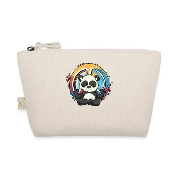 Hippie Panda Peace Sign Yoga Bear Hippies Pun - Organic Pouch - nature - Front