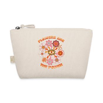 Vintage-1970 Retro 70s Groovy Flowers Saying - Organic Pouch - nature - Front