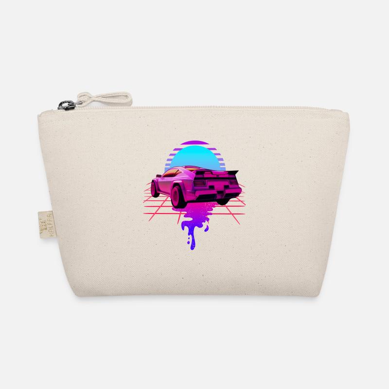 Retro Wave Sport Car Sunset - Bio-Täschchen - Natur