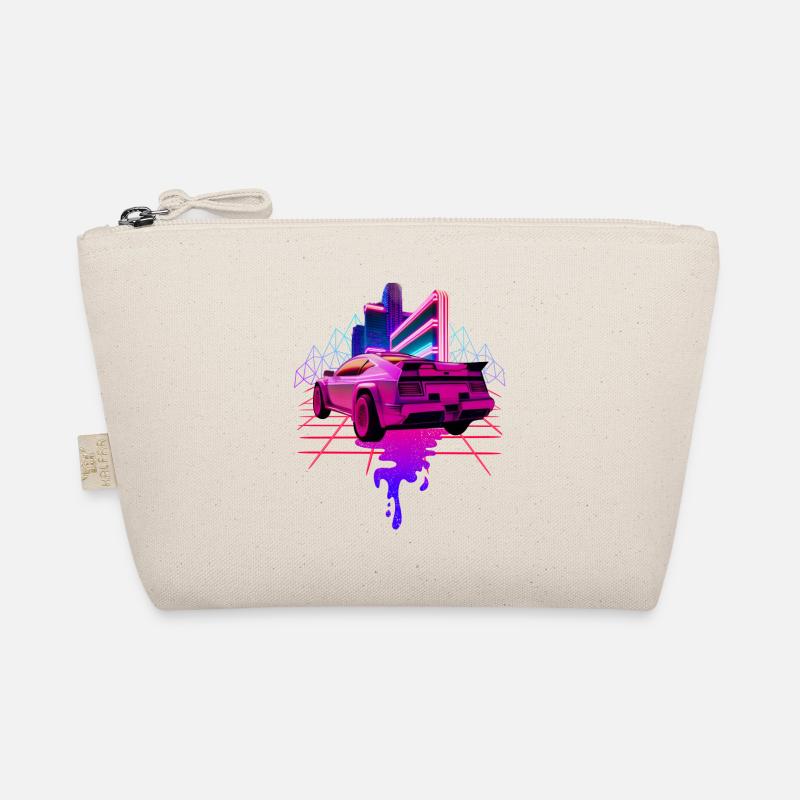 Retro Wave Sportwagen Vaporwave - Bio-Täschchen - Natur