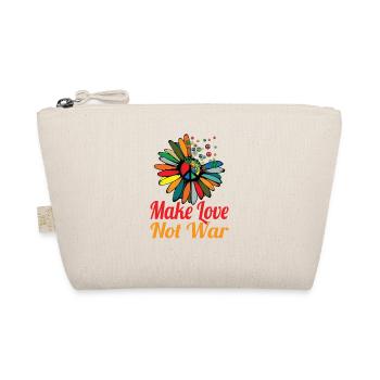 Hippie Peace Zeichen Frieden Blumen Blumenkind - Bio-Täschchen - Natur - Vorne
