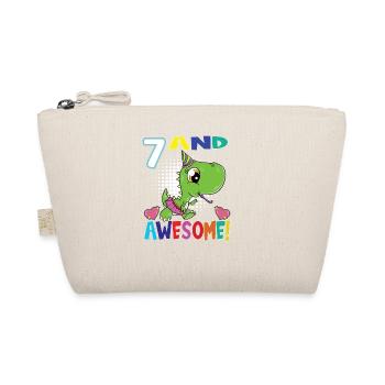 7 And Awesome Birthday T Rex Girl Dinosaur - Organic Pouch - nature - Front