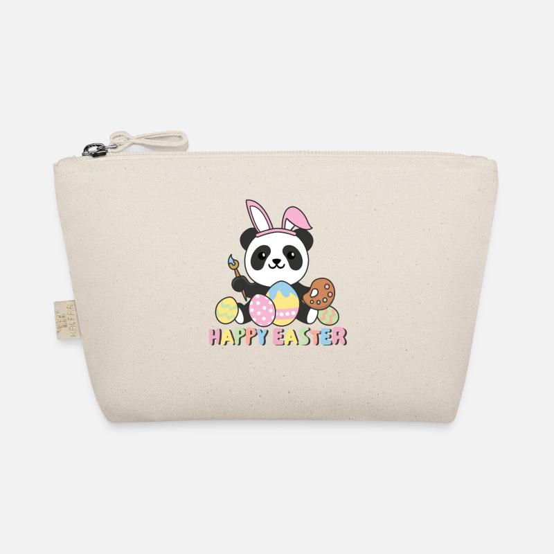 happy easter süßes Panda Ostern mit Ostereiern Bio-Täschchen