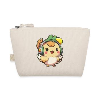 Kawaii Süßes Happy Buntes Huhn mit Kopfhörern - Bio-Täschchen - Natur - Vorne