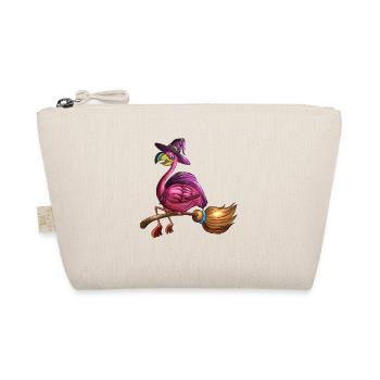 Pink Witches Flamingo Halloween Bird Broom Costume - Organic Pouch - nature - Front