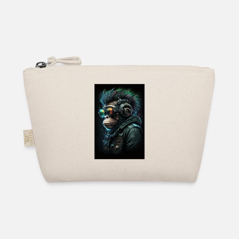 Punk Monkey With Headphones - Organic Pouch - nature