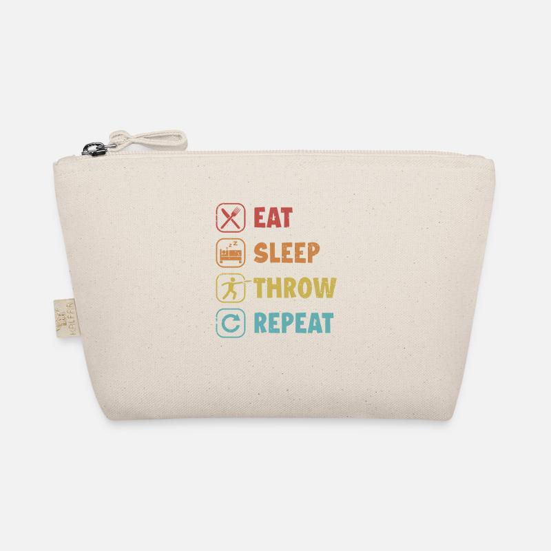 Eat Sleep Throw Repeat Frisbee Golf Basket Disc Organic Pouch