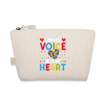 I Am His Voice He Is My Heart Autism Awareness - Organic Pouch - nature - Front