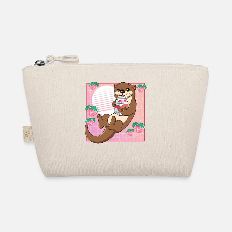 Kawaii Otter Erdbeermilch - Bio-Täschchen - Natur