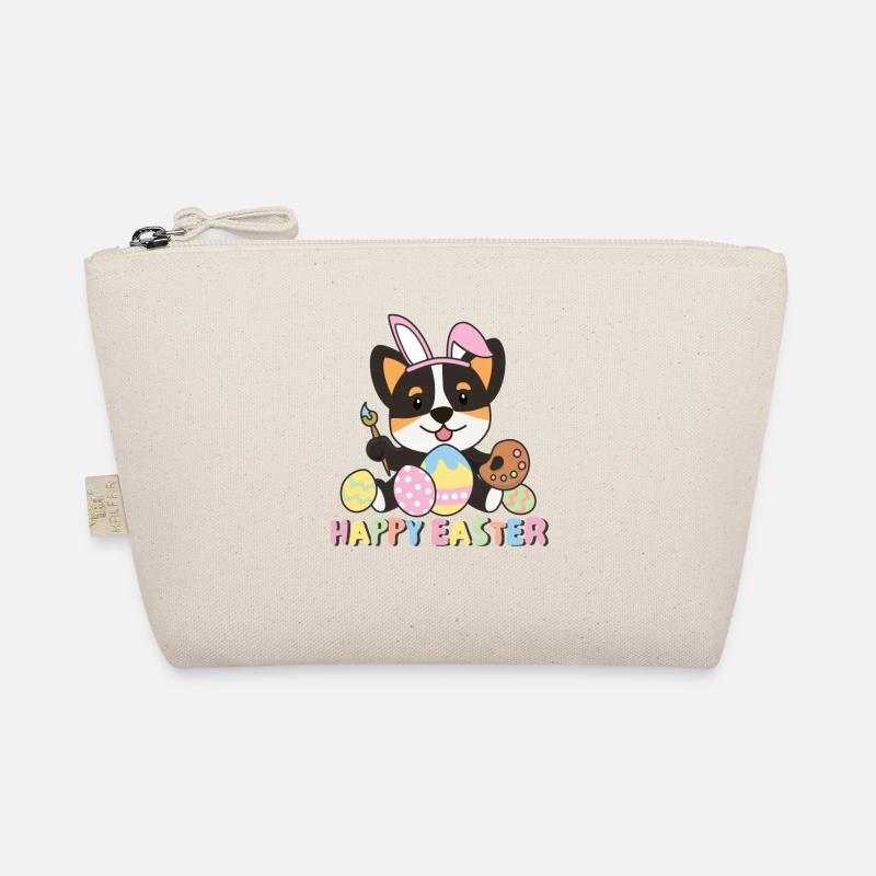 happy easter süßes Corgi Ostern mit Ostereiern Bio-Täschchen