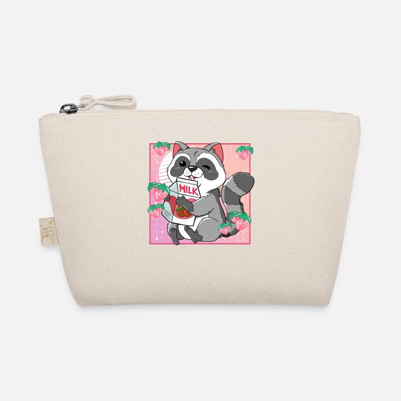 Kawaii Waschbär Erdbeermilch - Bio-Täschchen - Natur