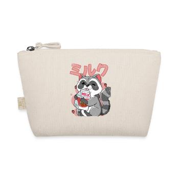 Kawaii Raccoon Strawberry Milk - Organic Pouch - nature - Front